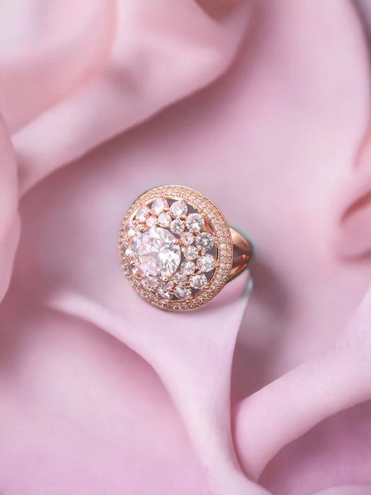 Rose Gold Vanshi Zirconia Ring - EOSS